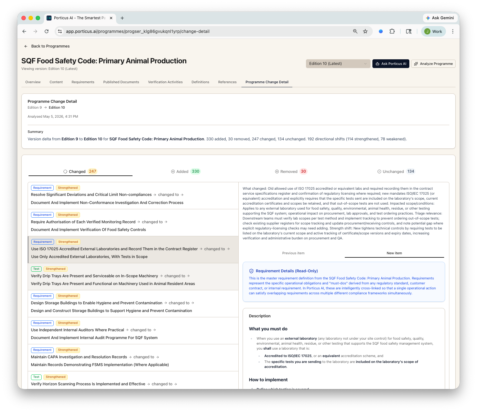 Regulatory Pulse — live regulatory feed, delta analysis, and evidence auto-migration workflow